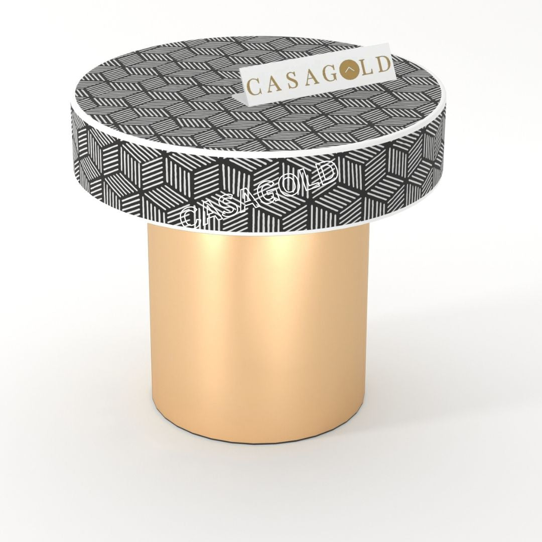 Multicolor Round Bone Inlay Table for Vibrant Interiors