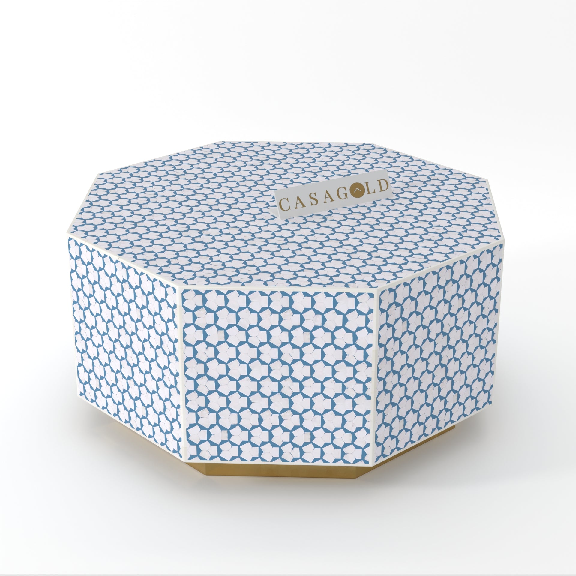 Neutral Bone Inlay Hexagon Coffee Table for Modern Homes