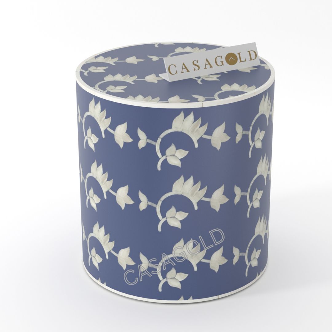 Neutral Tone Drum Inlay Side Table