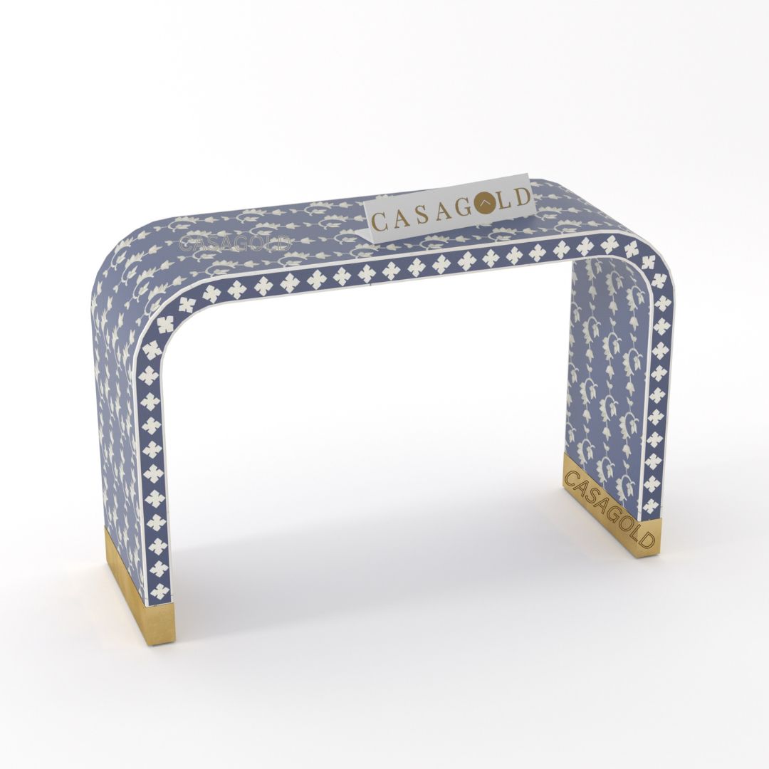 Overlay Bone Inlay Console in Blue
