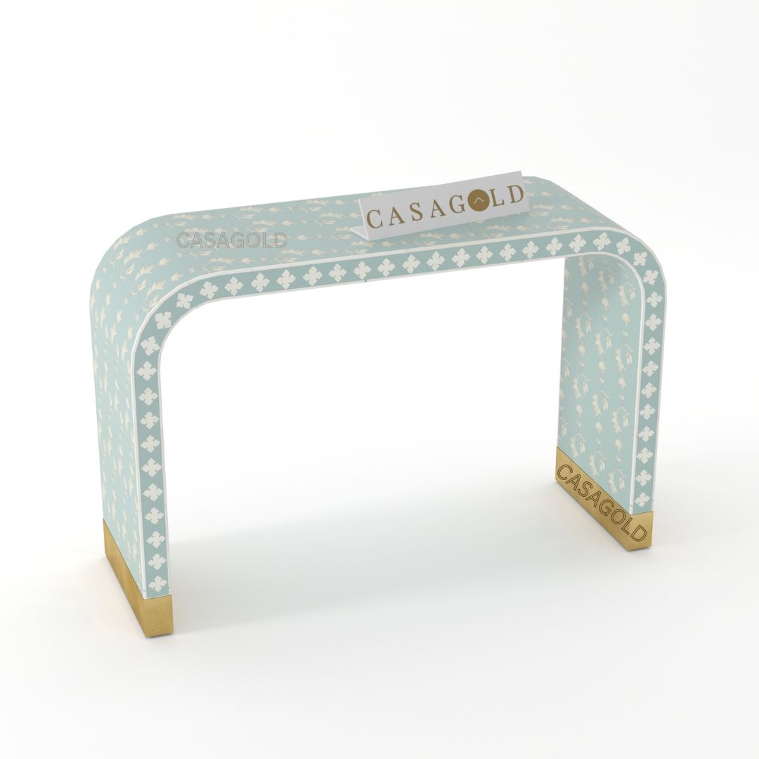 Overlay Pattern Bone Inlay Console Table