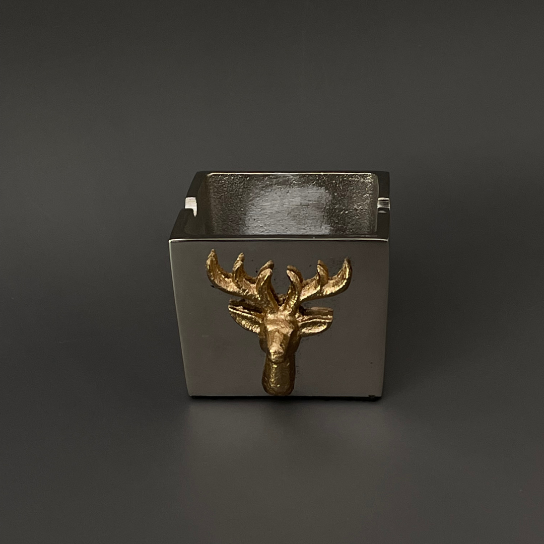 Premium handcrafted ashtray featuring stag design. cigarette receptacle