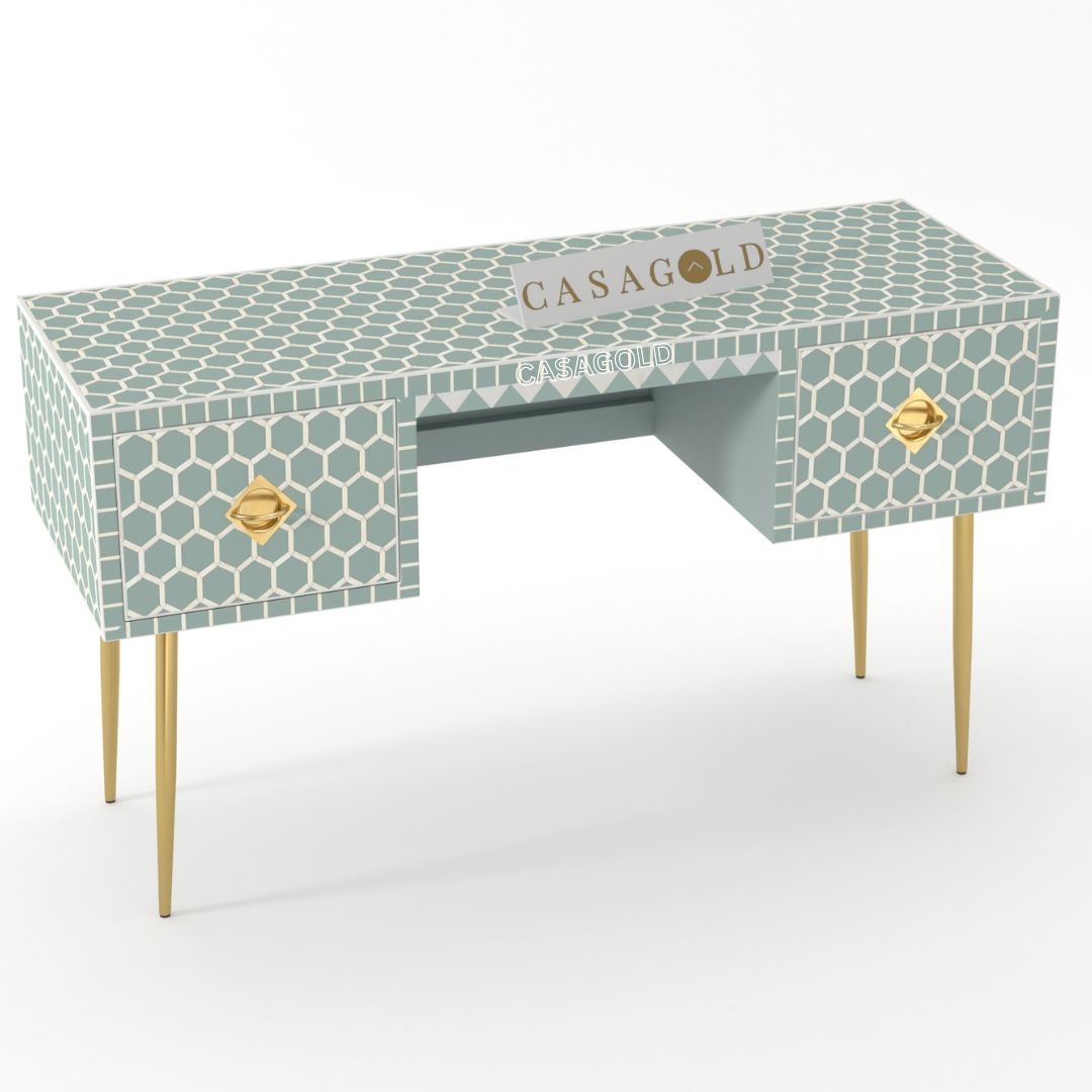 Rectangular Bone Inlay Desk with Drawers