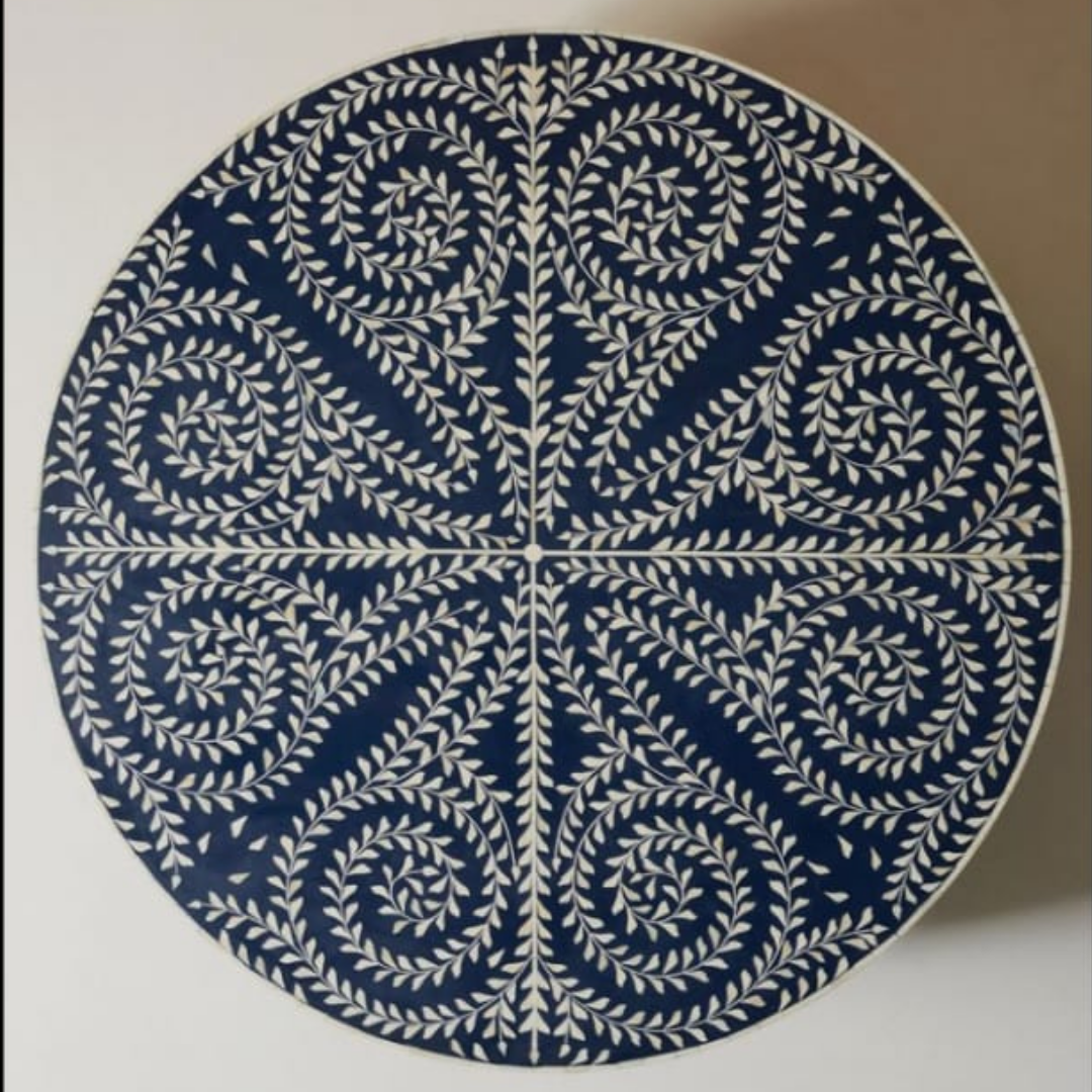 Round Coffee Table with Detailed Inlay Design