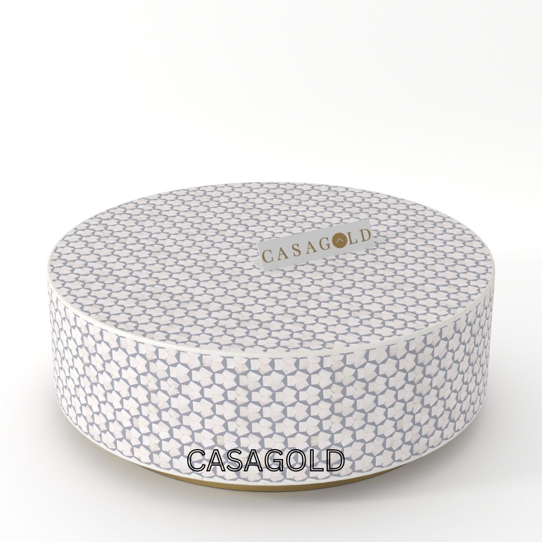 Round Inlay Coffee Table with Classic Design
