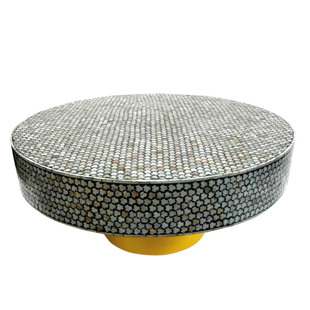 Round Bone Inlay Table for Luxe Living Spaces