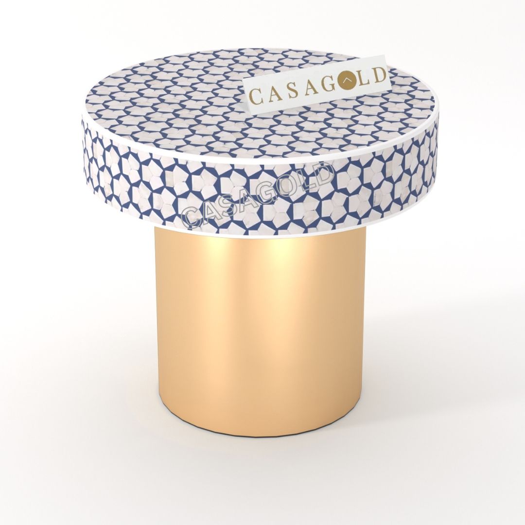 Round Inlay Table with Chevron Design for Contemporary Homes