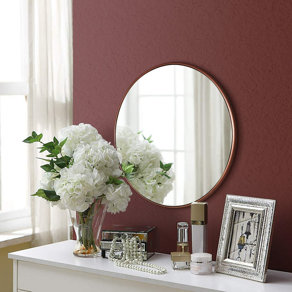 Round Rosegold Finish Steel Frame Glass Mirror. acrylic mirror shaving mirror wavy mirror