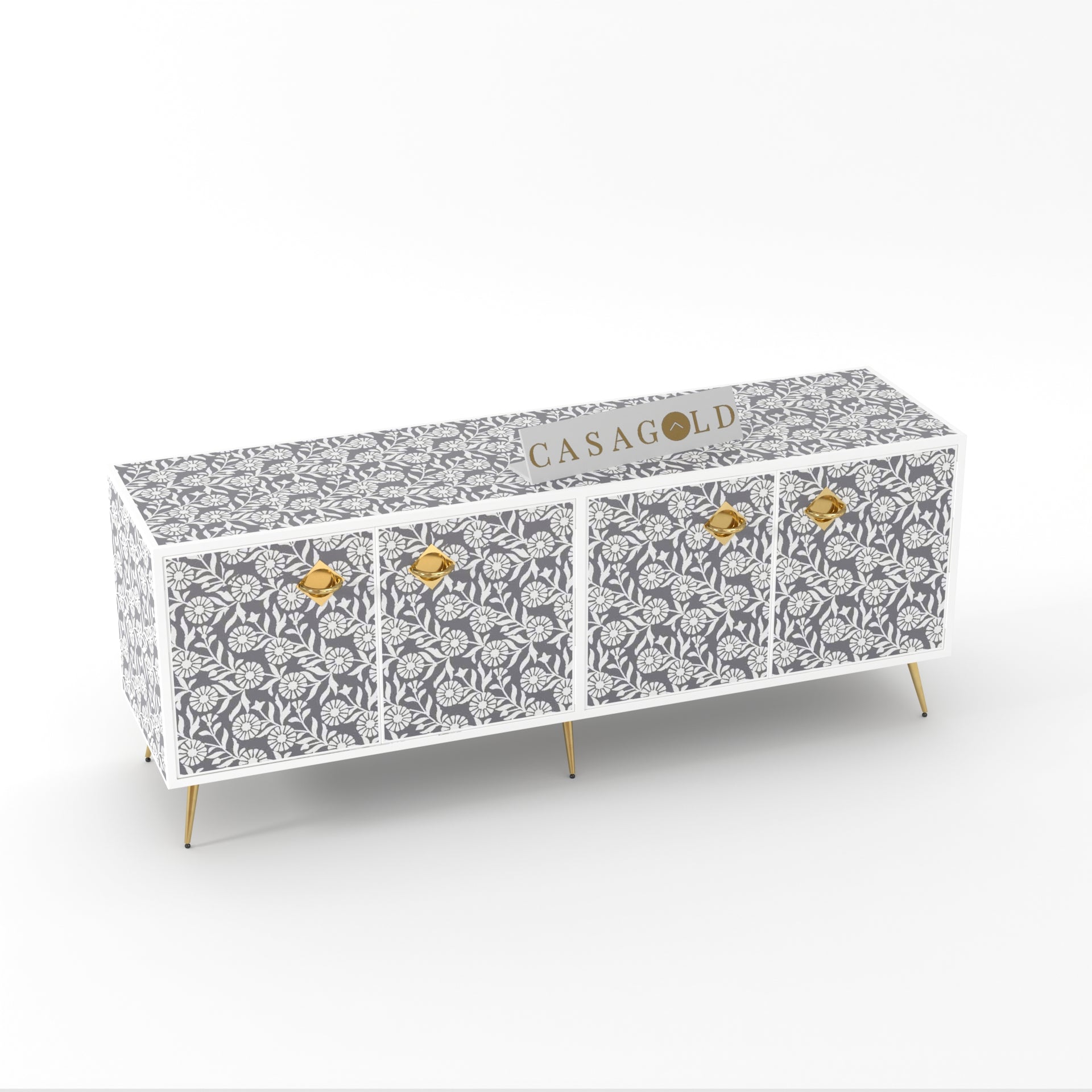 Rustic Bone Inlay Media Console