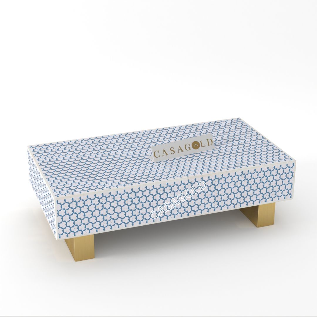 Rustic Bone Inlay Rectangular Coffee Table