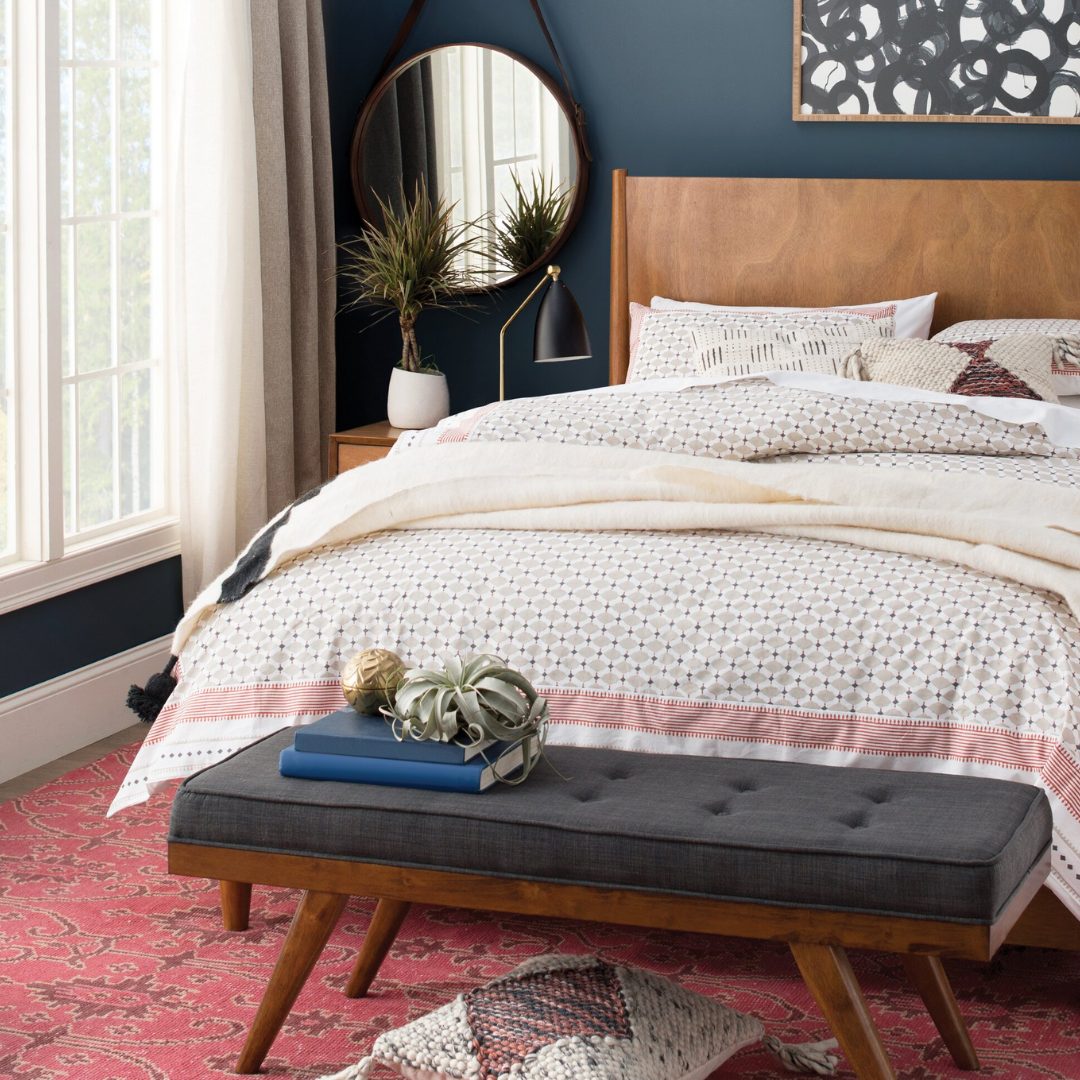 "Rustic tan leather-framed mirror, ideal for farmhouse or rustic-themed spaces."