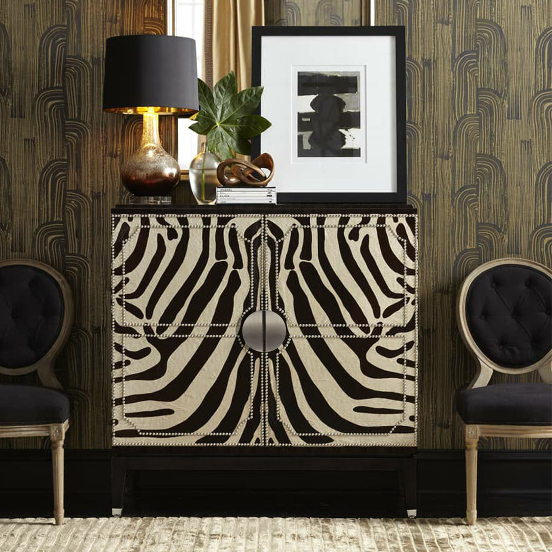 Rustic Wooden Velvet Bar Cabinet with Sliding Doors
