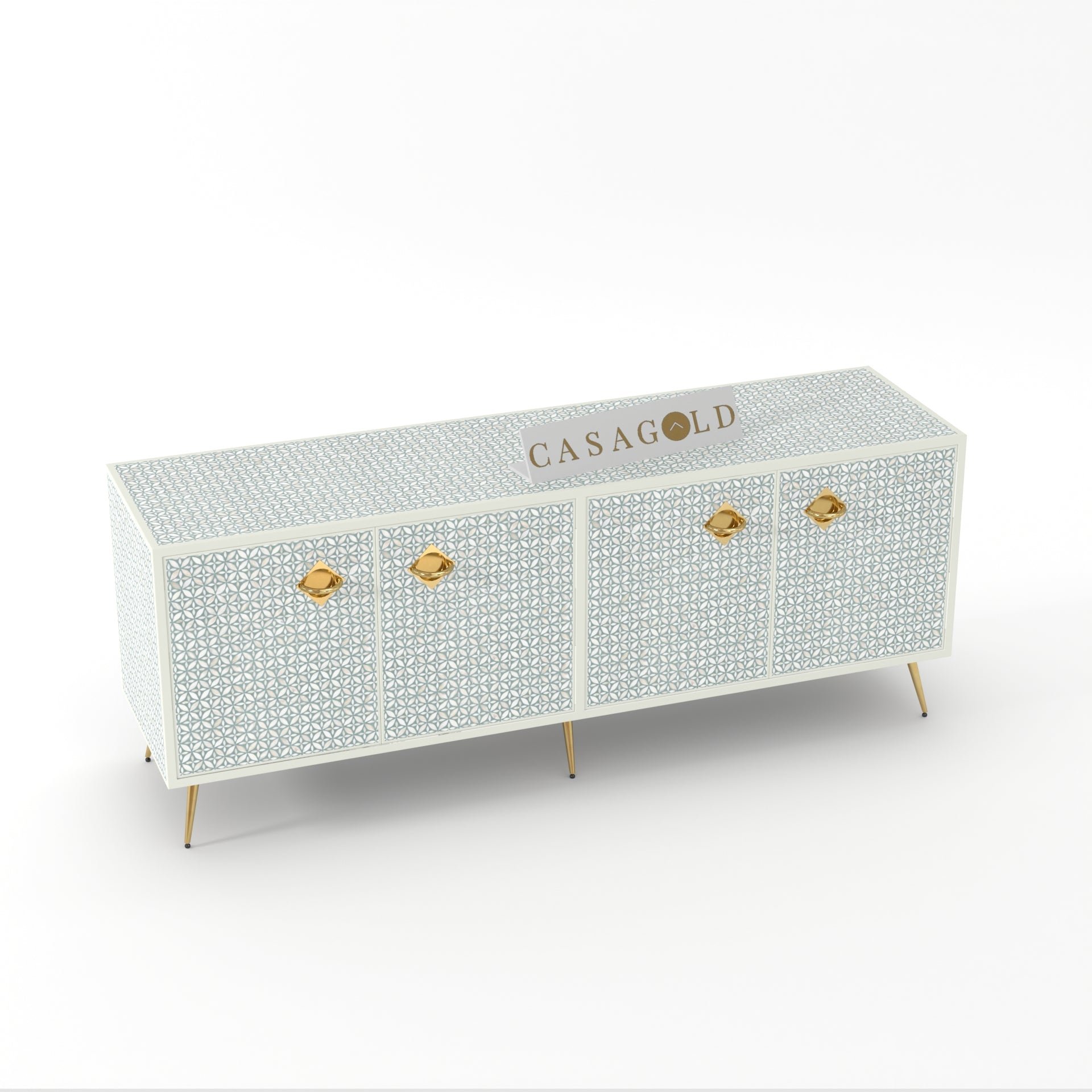 SeaGreen Bone Inlay TV Stand