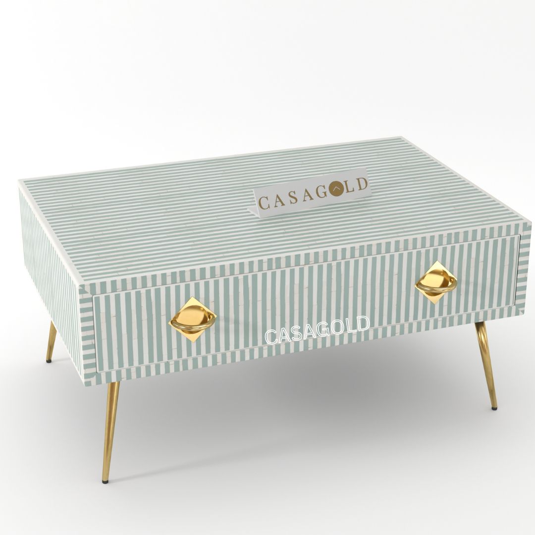 Designer Bone Inlay Rectangular Coffee Table