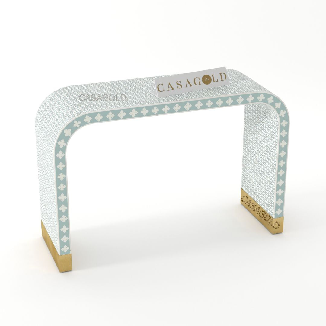 Seagreen Rectangular Bone Inlay Console for Living Room