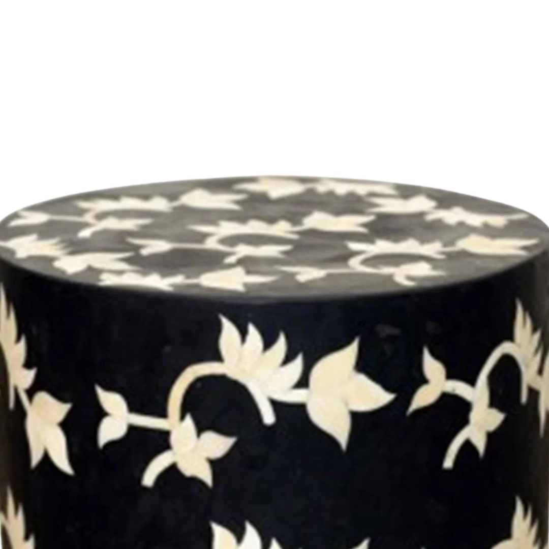 Sleek Drum Inlay Side Table