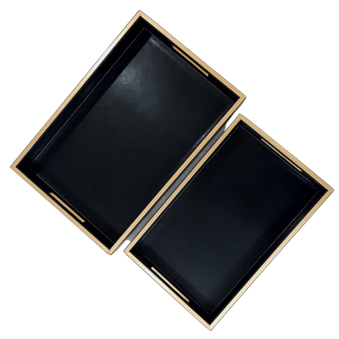 Soft leather tray for delicate surfaces and serving