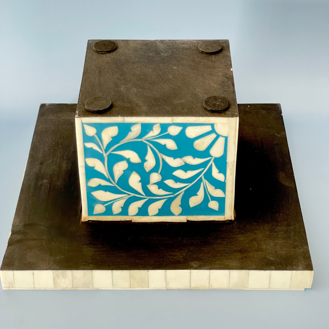 Sophisticated Teal Blue cake stand with bone design