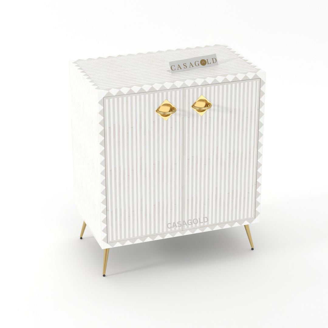 Spacious bone inlay storage cabinet