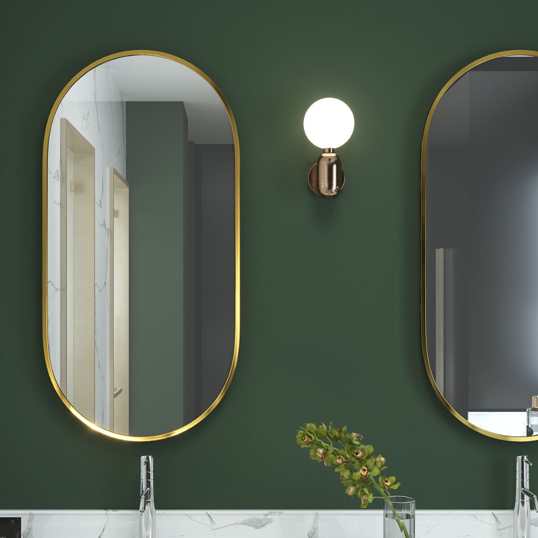 Steel Gold Frame Oval Glass Mirror round mirror standing mirror