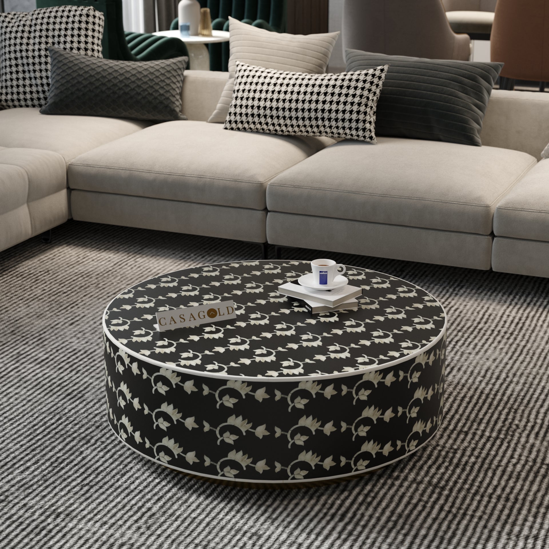 Stylish Bone Inlay Round Table for Home Decor