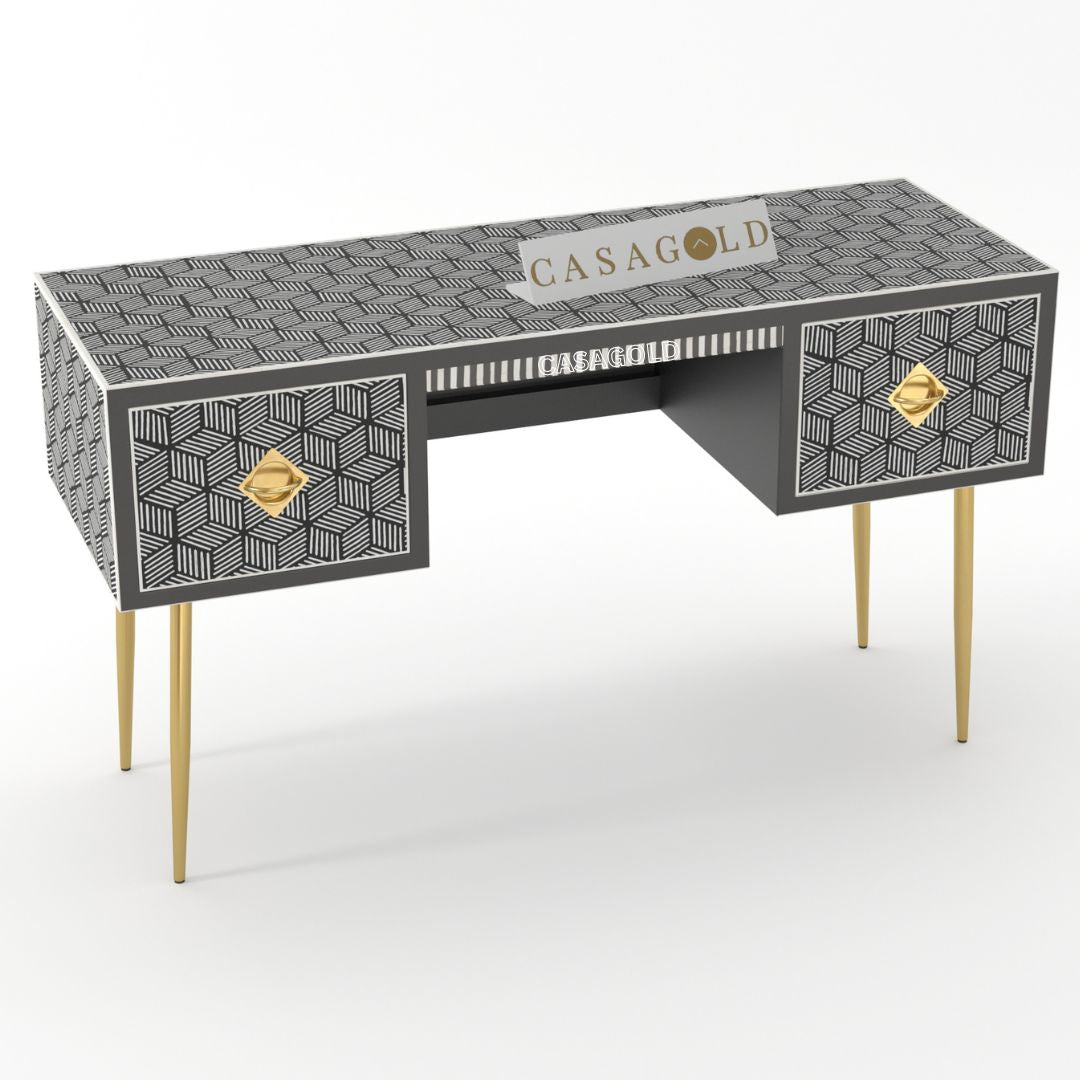 Stylish chevron bone inlay study desk for modern home offices