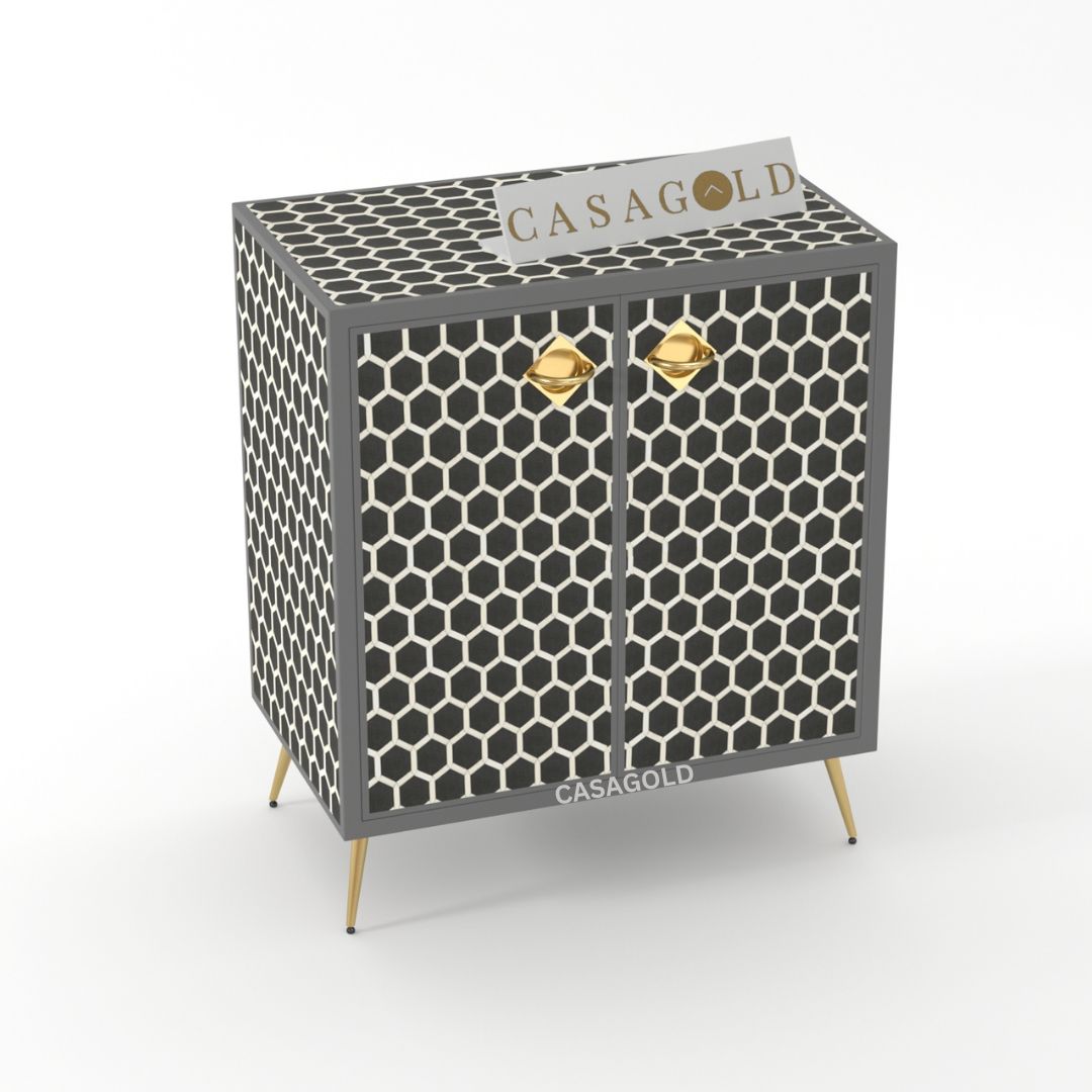 Stylish inlay storage cabinet