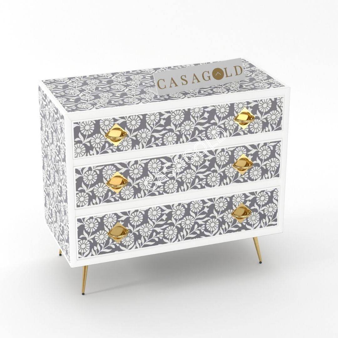 Contemporary Sun flower bone inlay chest of drawers for stylish homes