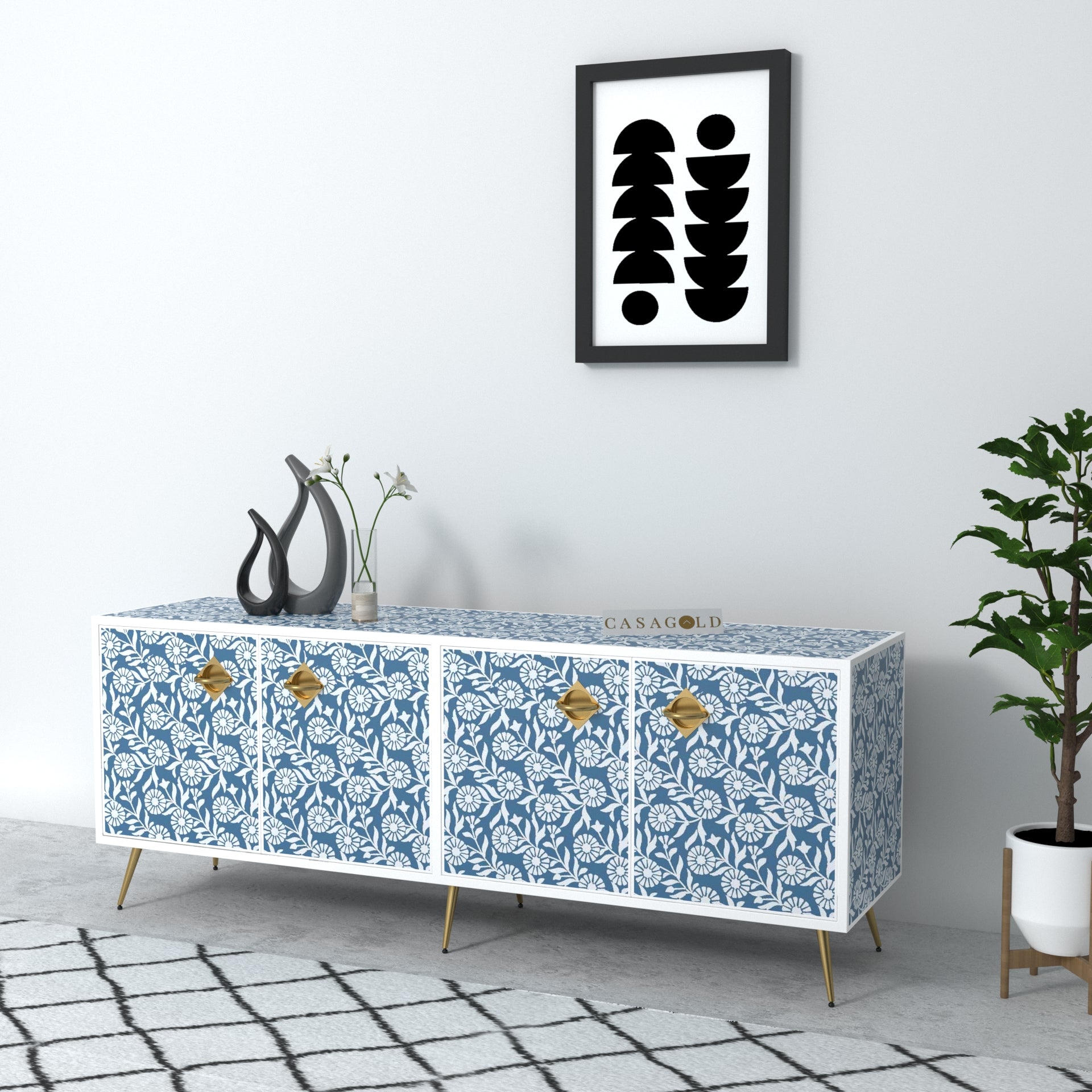 Sunflower Teal Bone Inlay TV Cabinet. Cupboard for sale jewellery cabinet