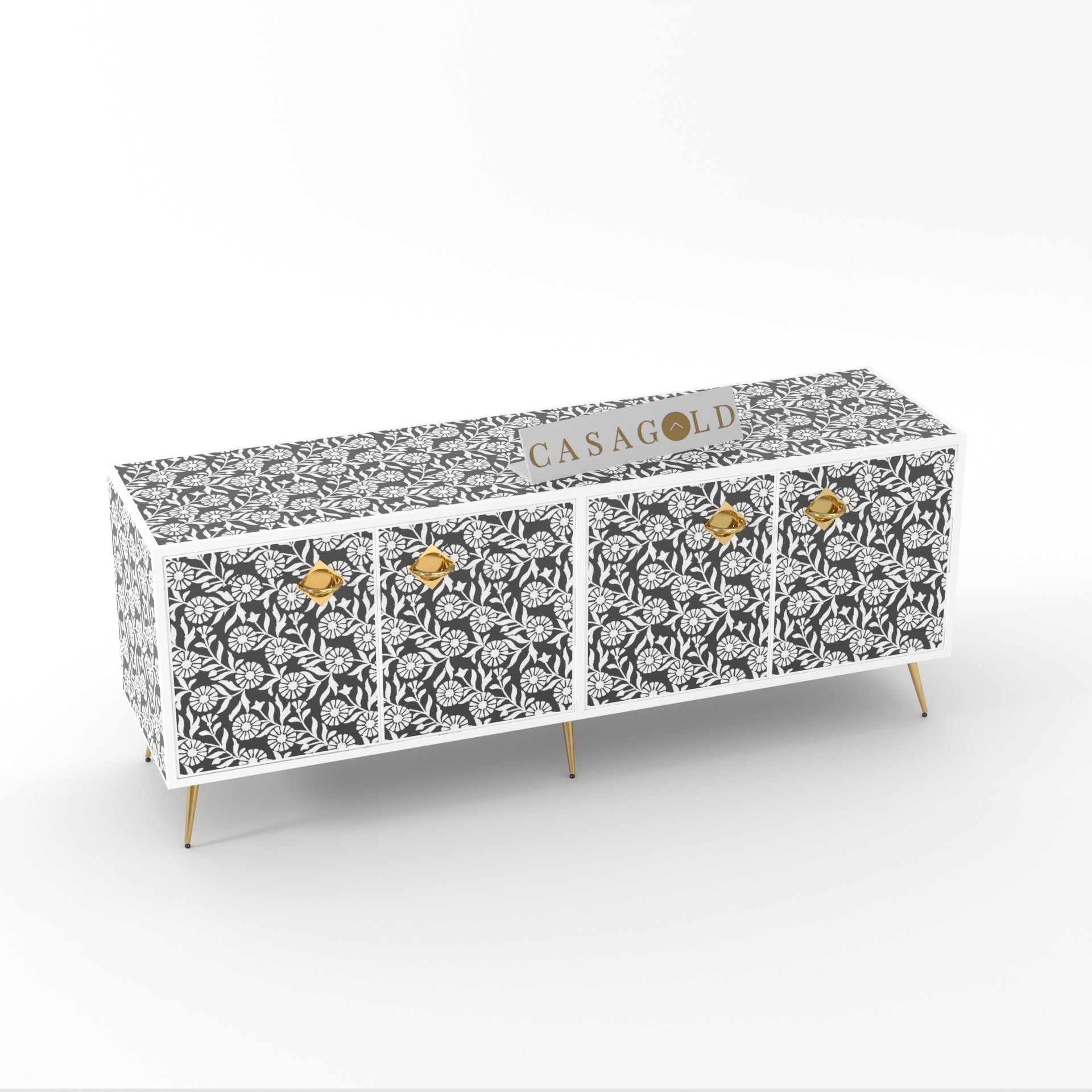Sunflower black bone inlay TV cabinet storage cabinet
