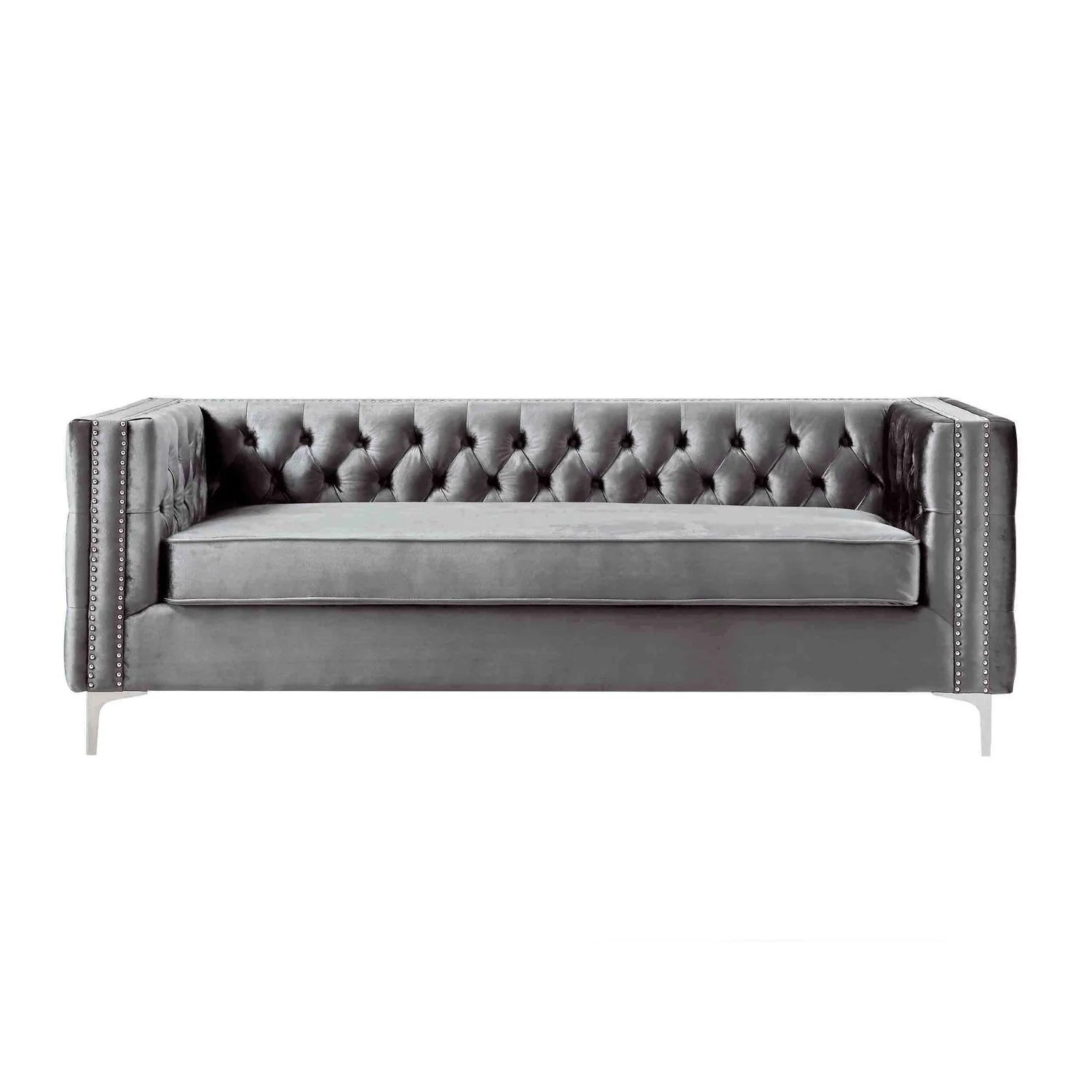 Tailored linen three-seater luxury sofa with clean lines