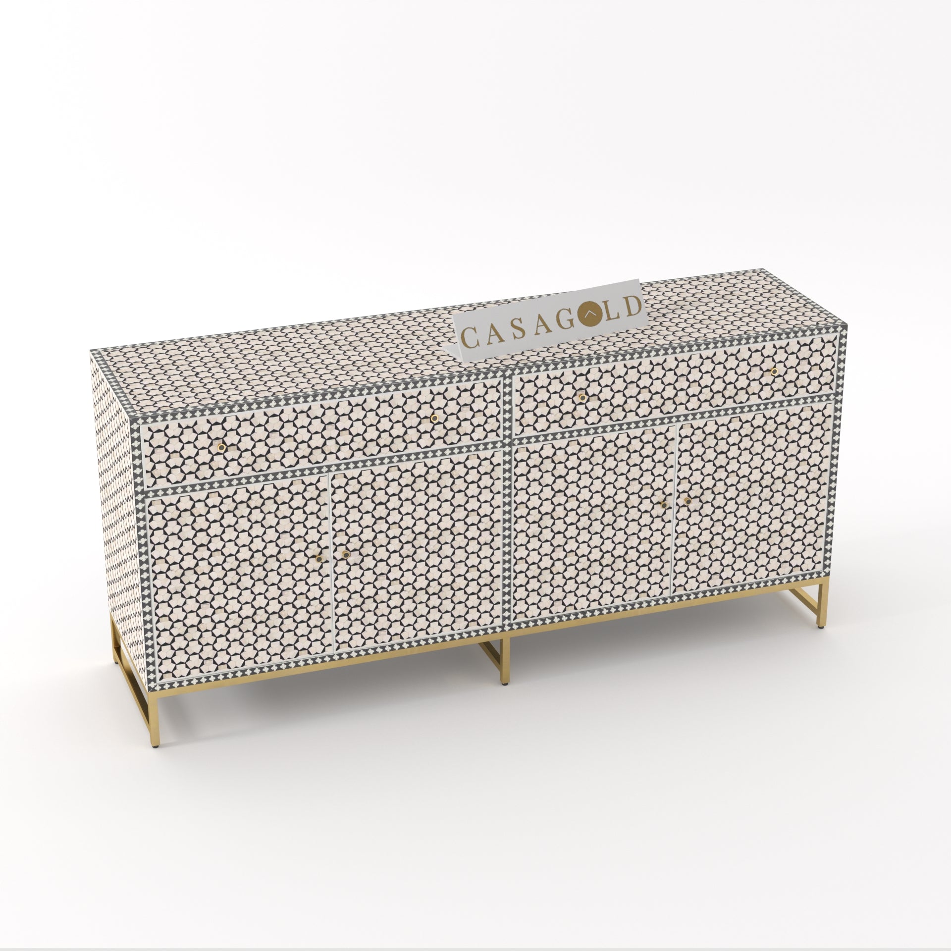 Targua-style blue inlay sideboard for elegant storage.