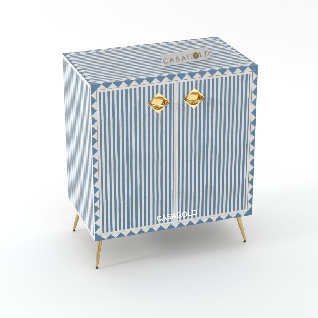 Teal Bone Inlay Storage Cabinet