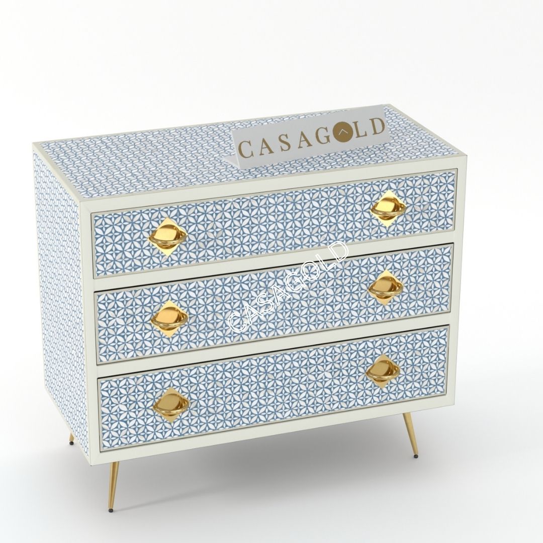 Teal bone inlay storage cabinet with ample space