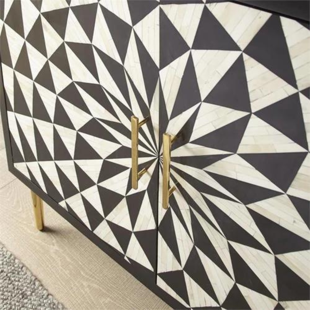Tribal Pattern Bone Inlay Sideboard