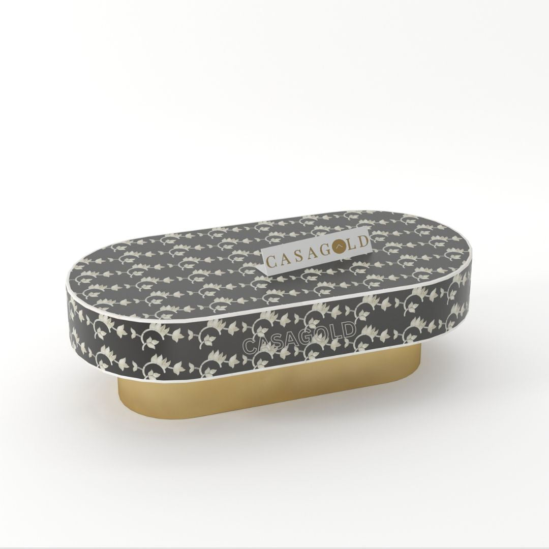 Unique Bone Inlay Oblong Center Table