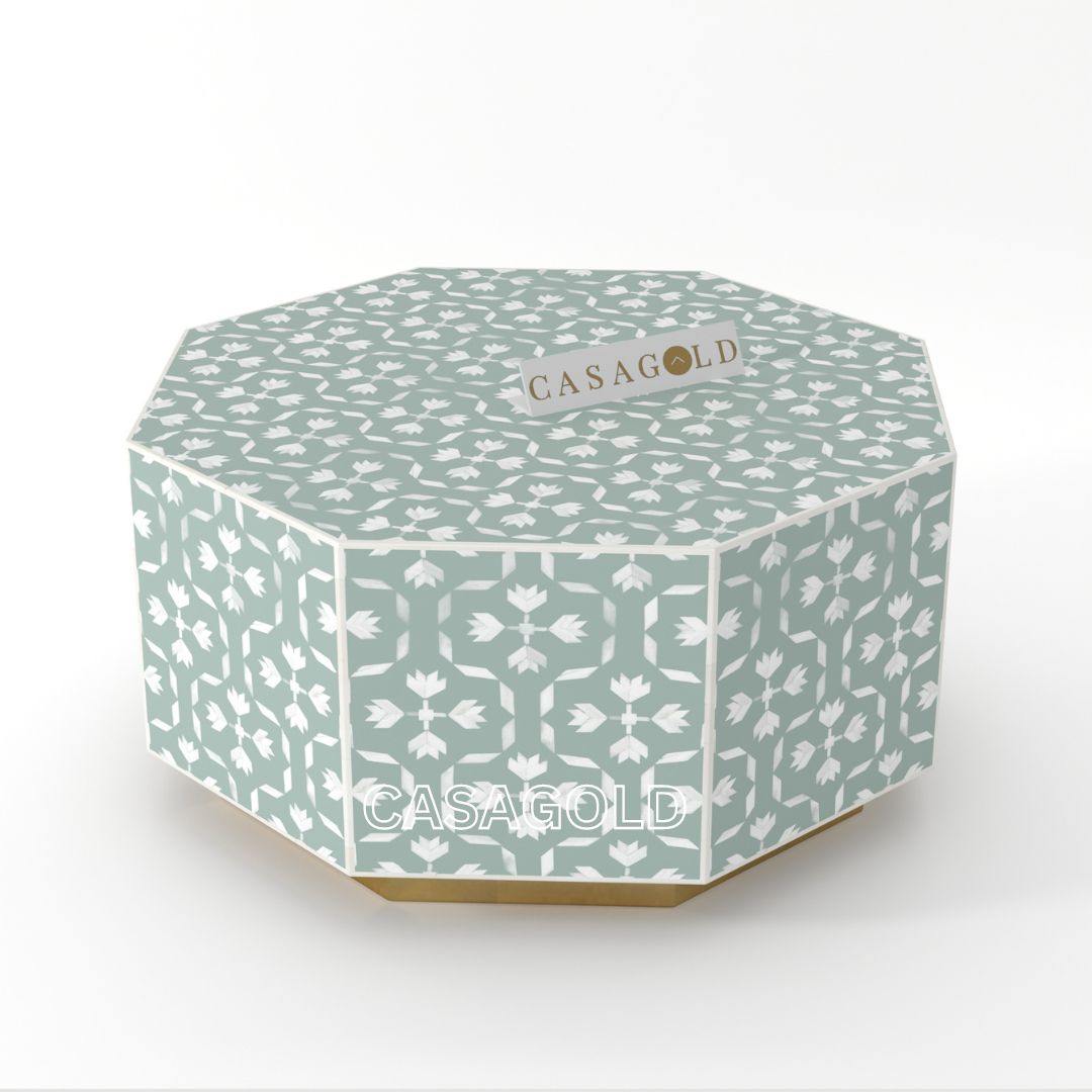 Unique Hexagon coffee table with inlay design
