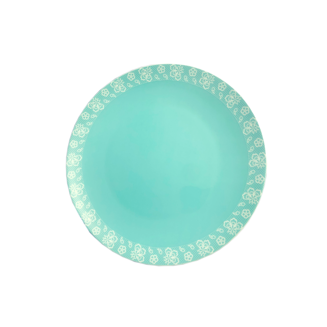 Turquoise Border Plates - Set of 2/4