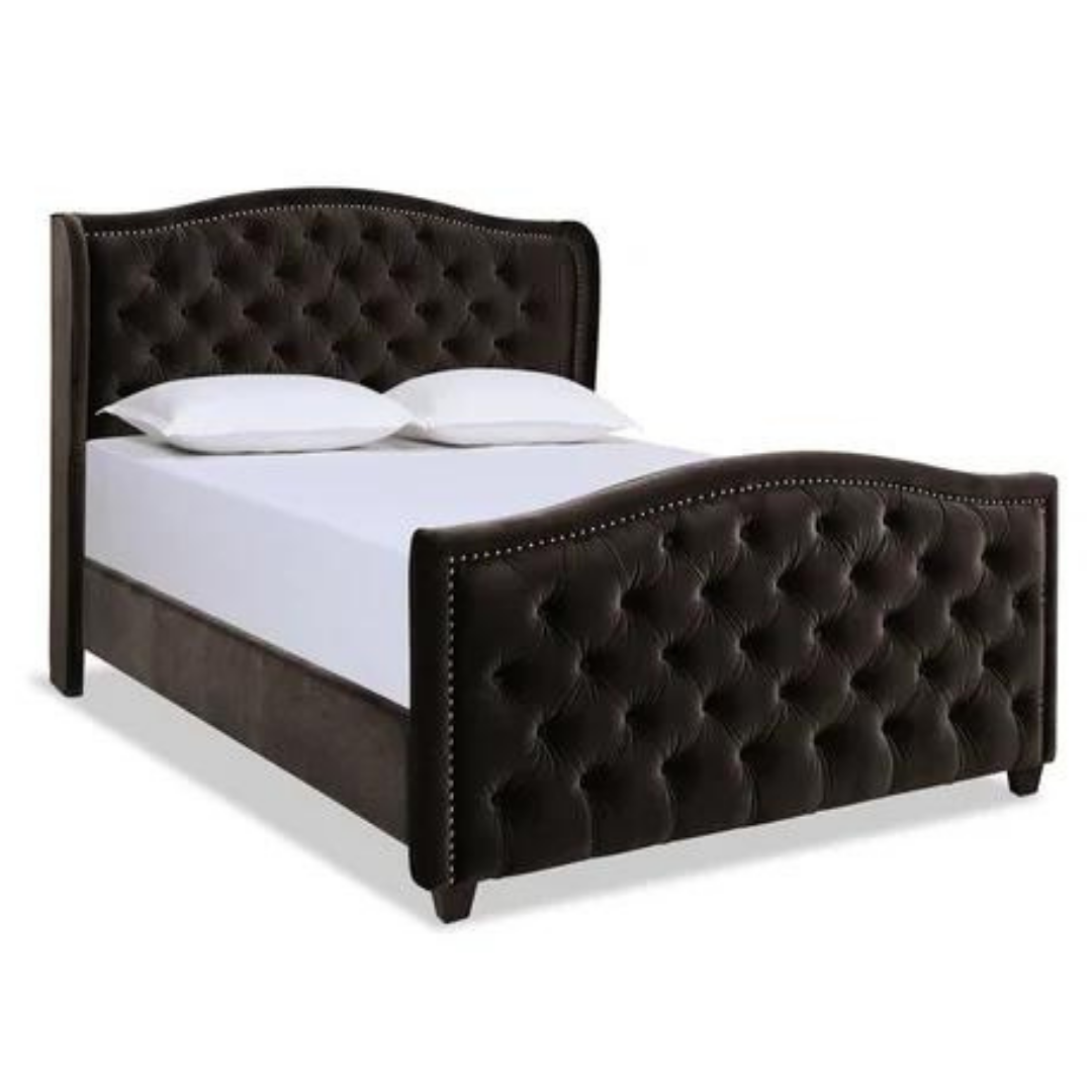 Tufted Headboard Wings Bed Frame