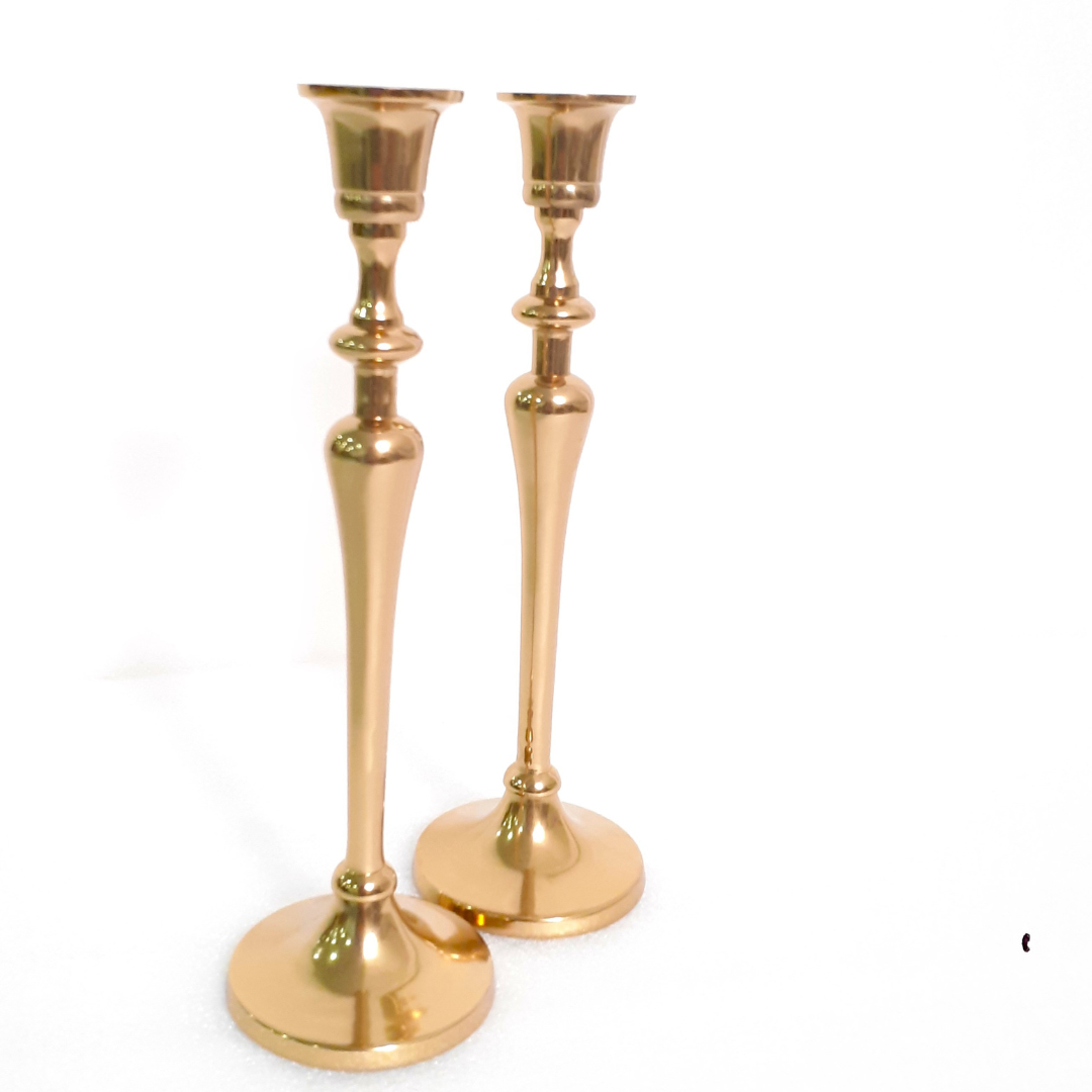 Vintage Gold Brass Candle Holder for Retro Style