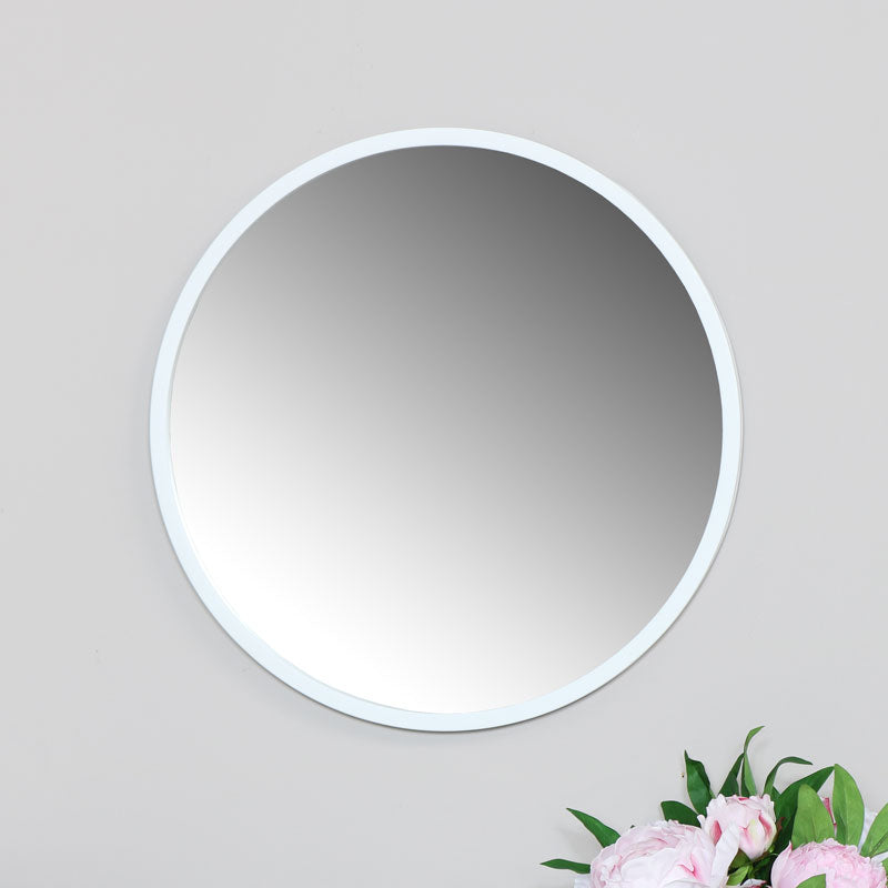 White Modern Round Glass Wall Mirror