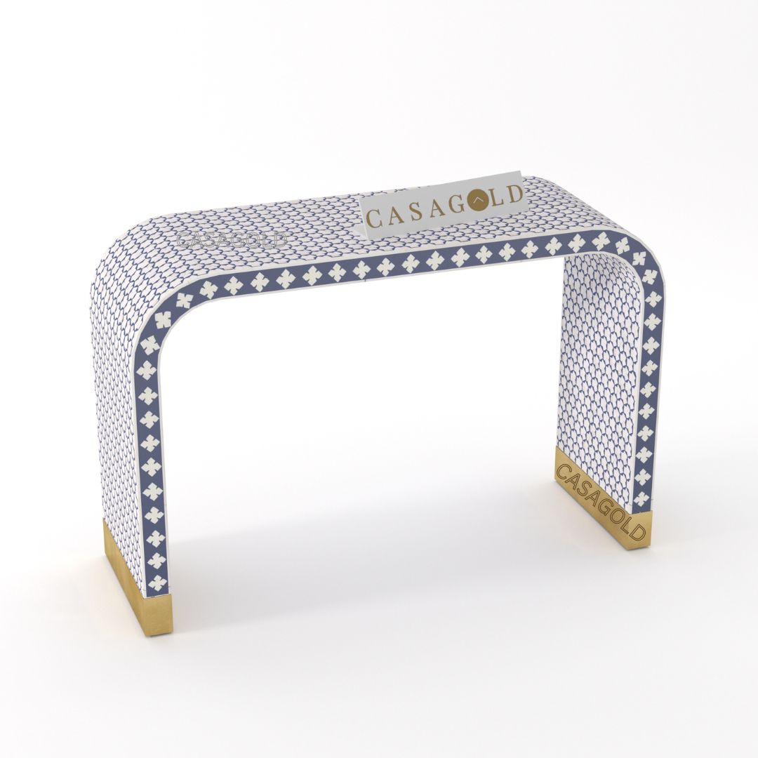 Indigo Classic Bone Inlay Console Desk for Living Room