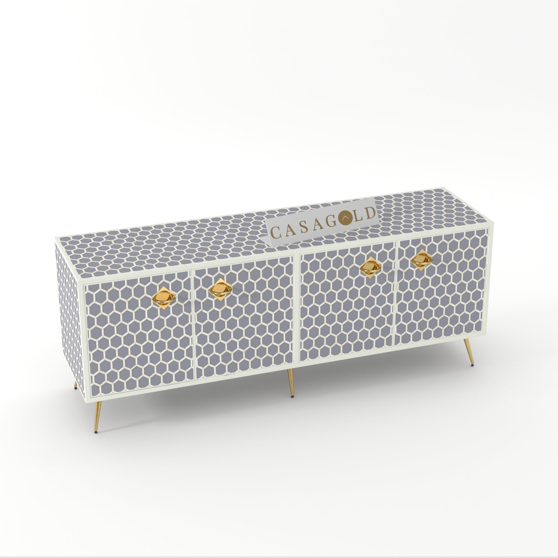 Rustic-style bone inlay media console