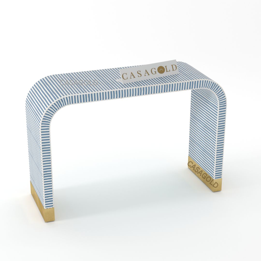 waterfall Pattern Bone Inlay Console Table