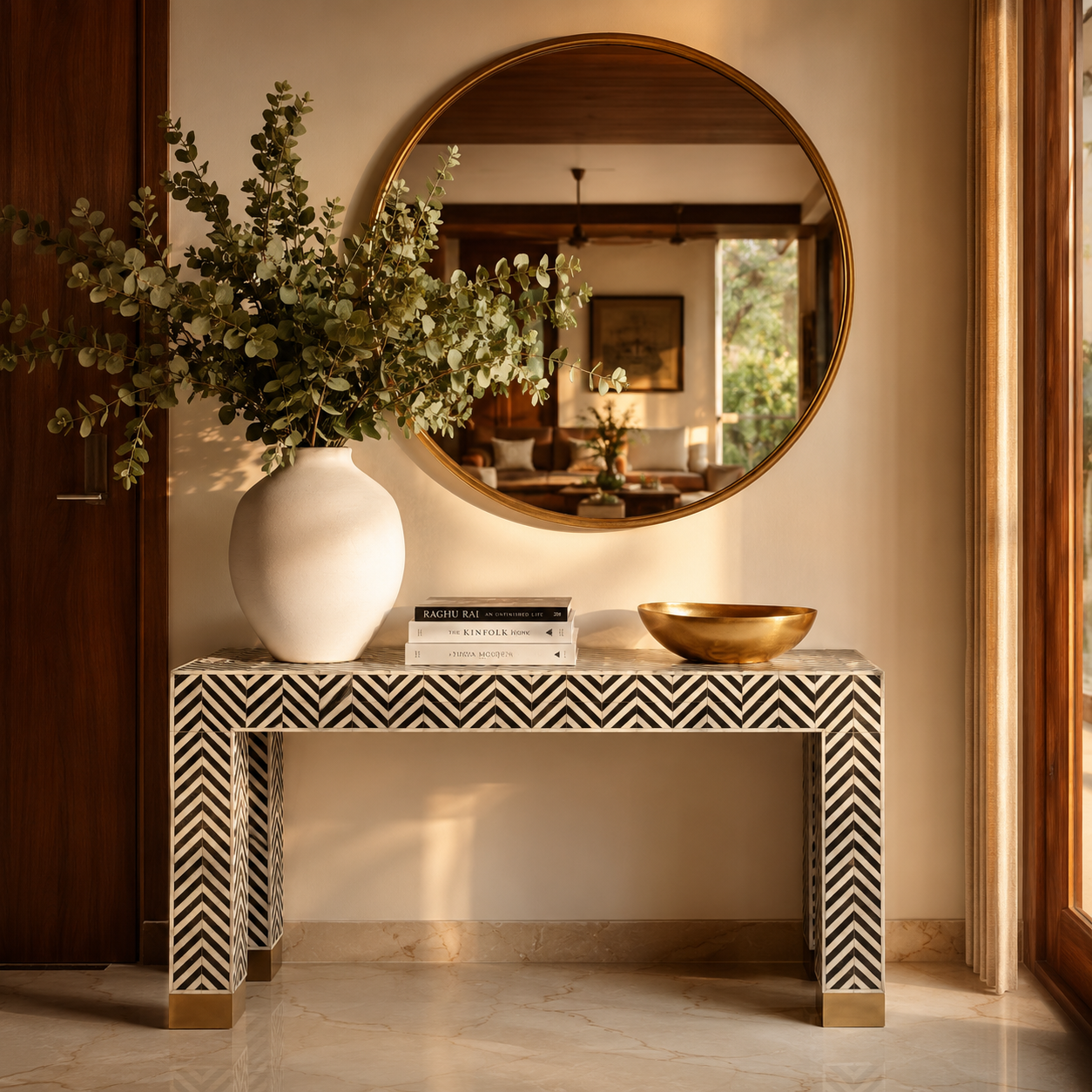The Art of the Entryway: Why a Black and White Chevron Console Table is the Ultimate Investment Piece