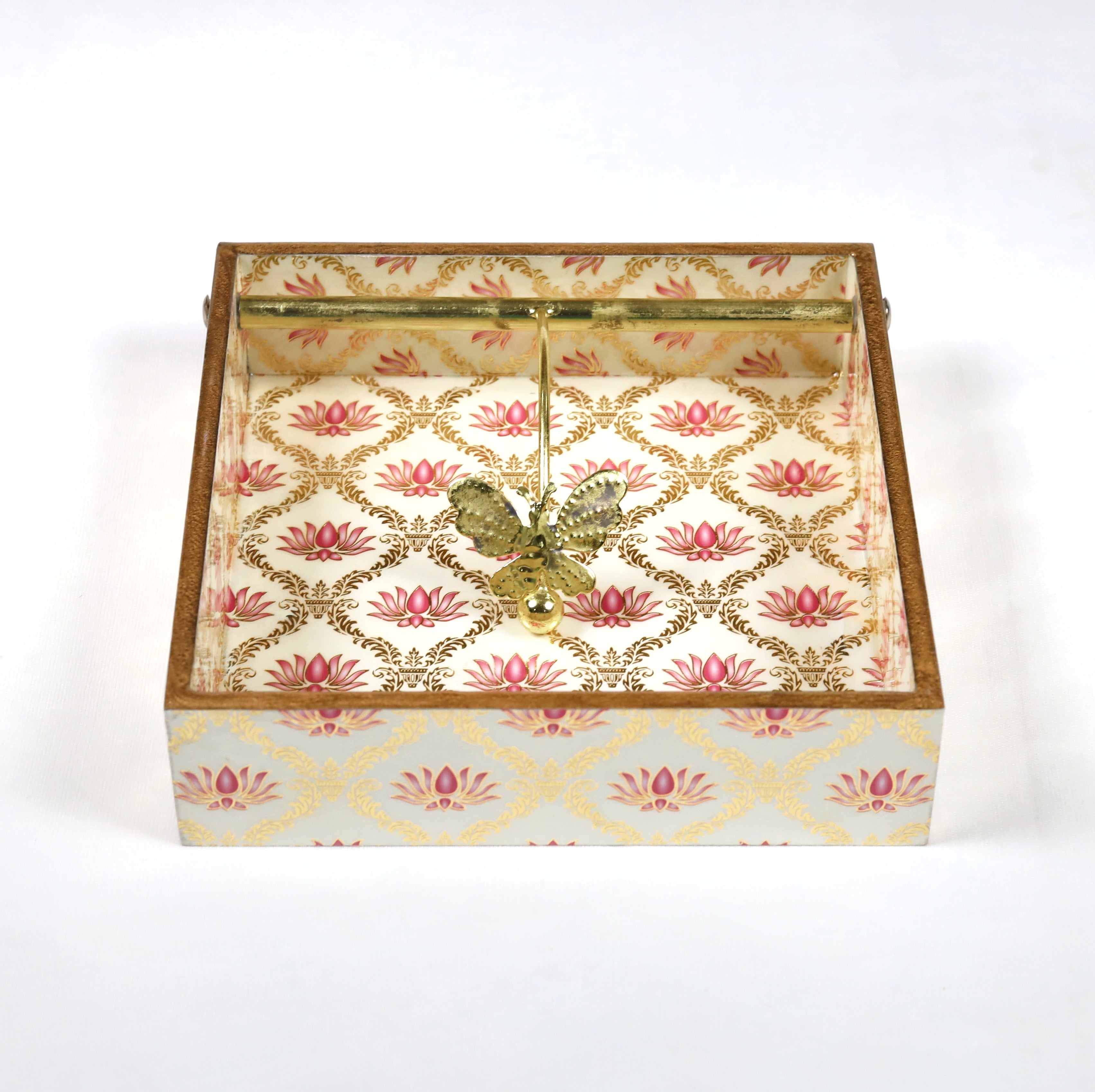 Square Napkin Holder -  Lotus print