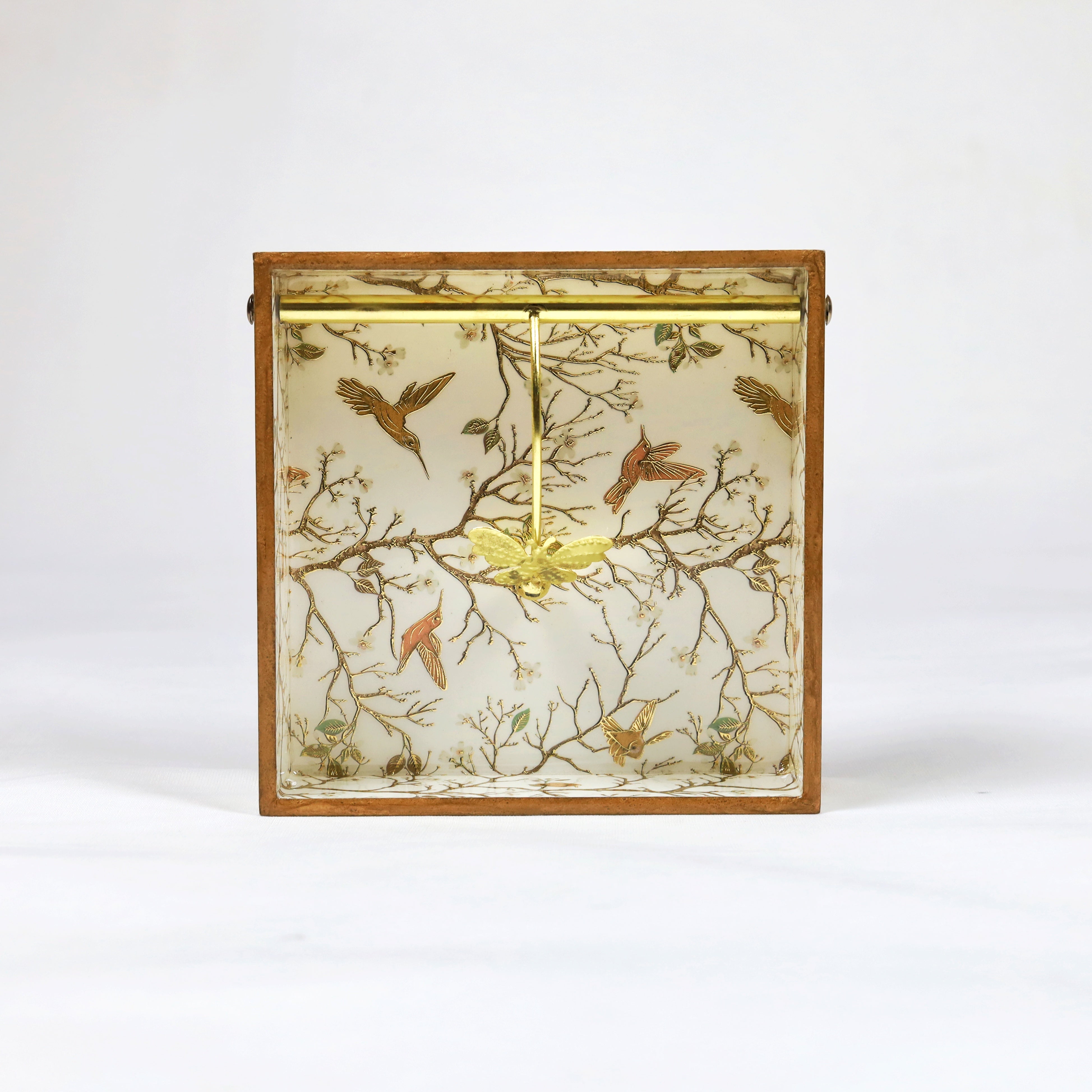 Square Napkin Holder -  White bird print