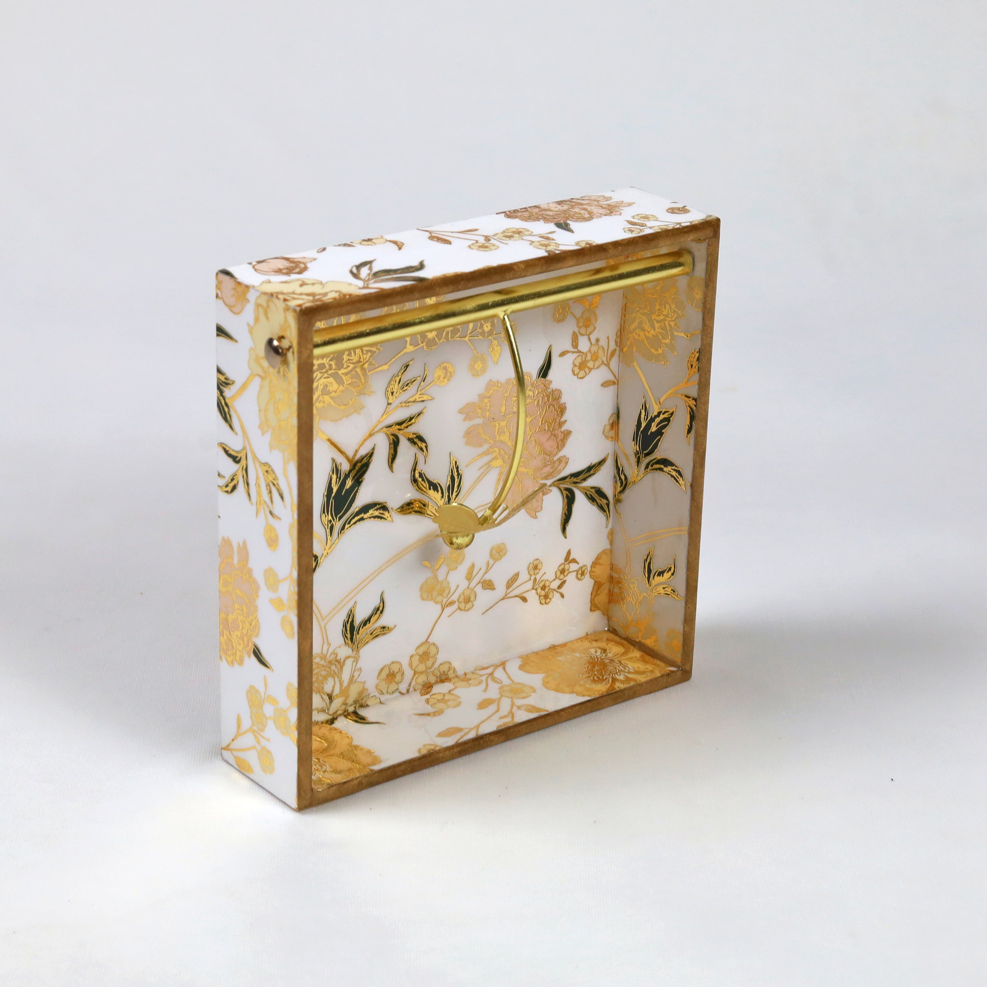 Square Napkin Holder -  White Flower