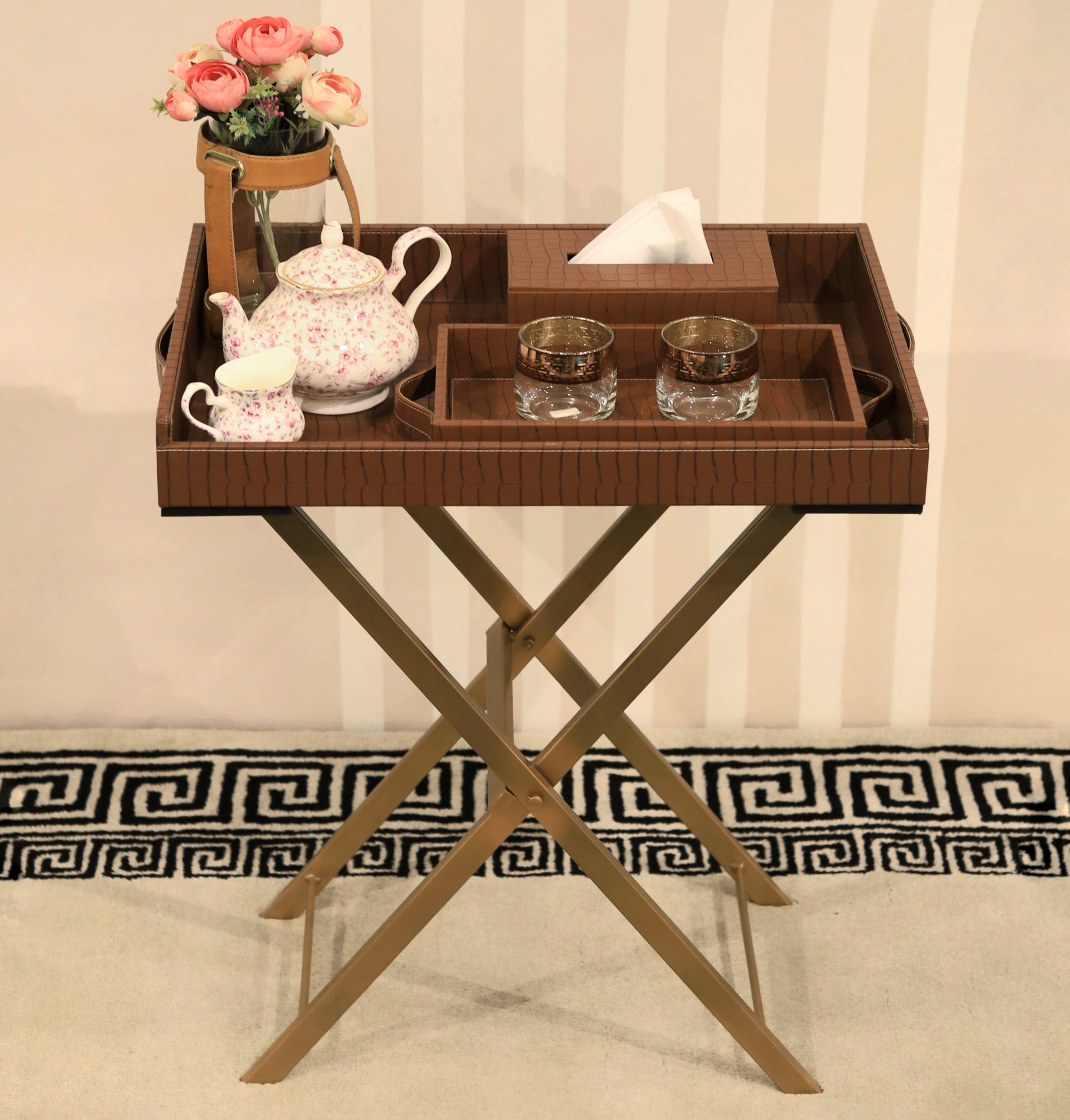 Precioso Butler Tray - Brown Croco