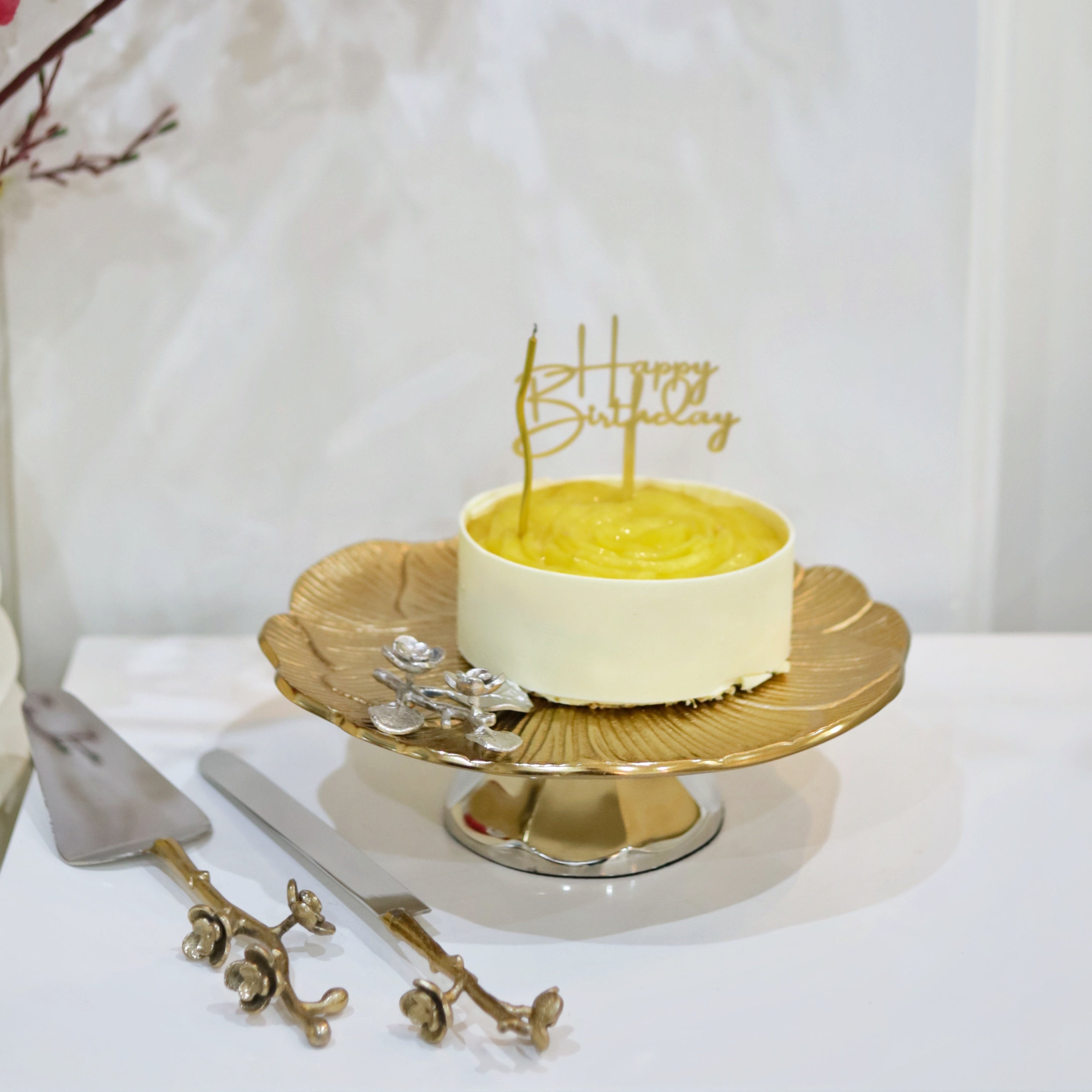 Aurum Cake Platter & Knife Set